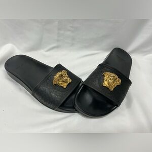 Versace Women's Black La Medusa Pool Slide Sandals